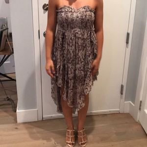 Free people flowy high low dress. Brown and grey